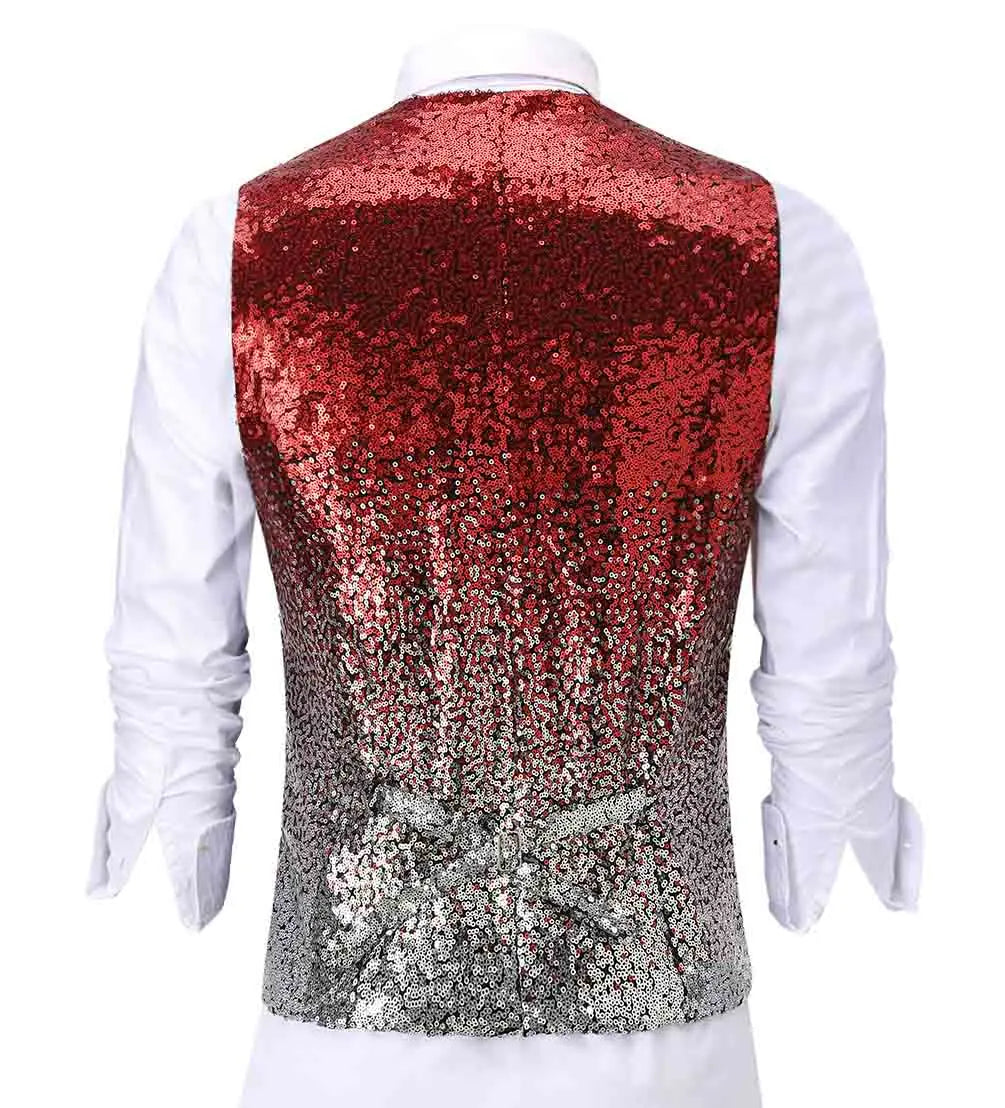 New Fashion Men's Vest Changing Color Shiny Sequin Suit Vest Waistcoat For Party,Wedding,Nightclub Custom Size