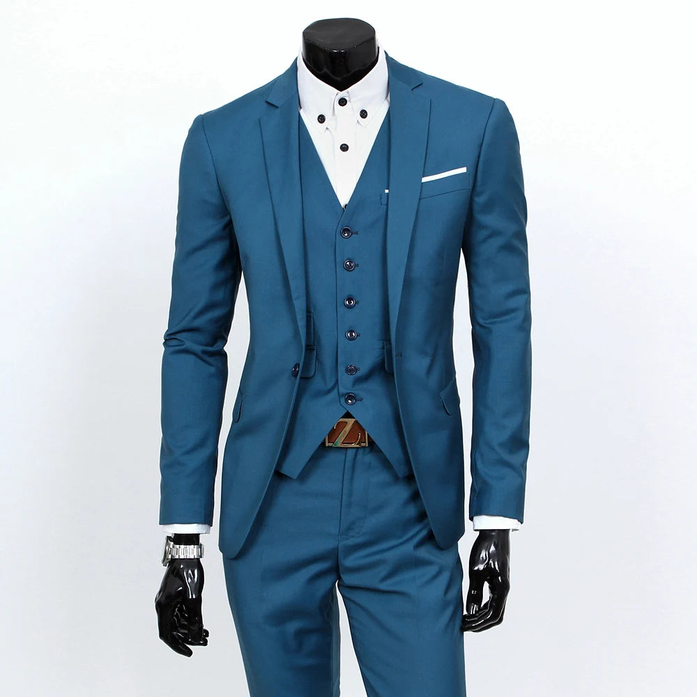 2023 New Men Suits Single-Breasted Brand Suits Jacket Formal Dress Men Suit Set Wedding Suits Groom Tuxedos (Jacket+Pants+Vest)