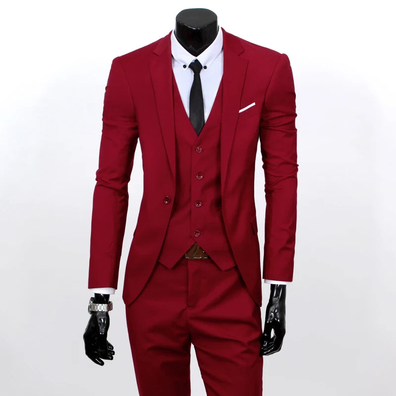 2023 New Men Suits Single-Breasted Brand Suits Jacket Formal Dress Men Suit Set Wedding Suits Groom Tuxedos (Jacket+Pants+Vest)