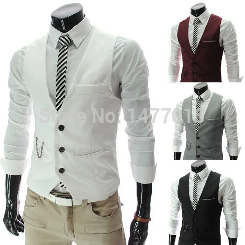 M-7XL 2024 New Dress Vests For Men Slim Fit Mens Suit Vest Male Waistcoat Gilet Homme Casual Sleeveless Formal Business Jacket