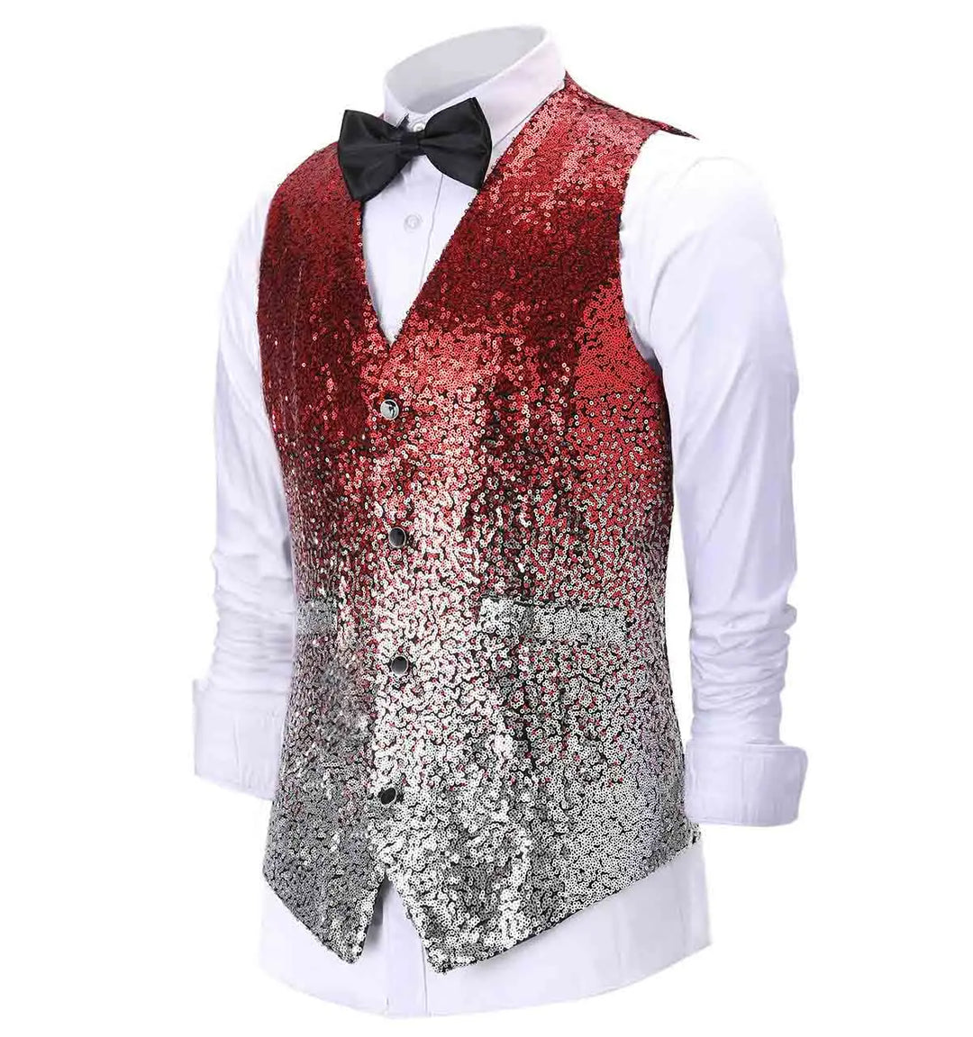 New Fashion Men's Vest Changing Color Shiny Sequin Suit Vest Waistcoat For Party,Wedding,Nightclub Custom Size