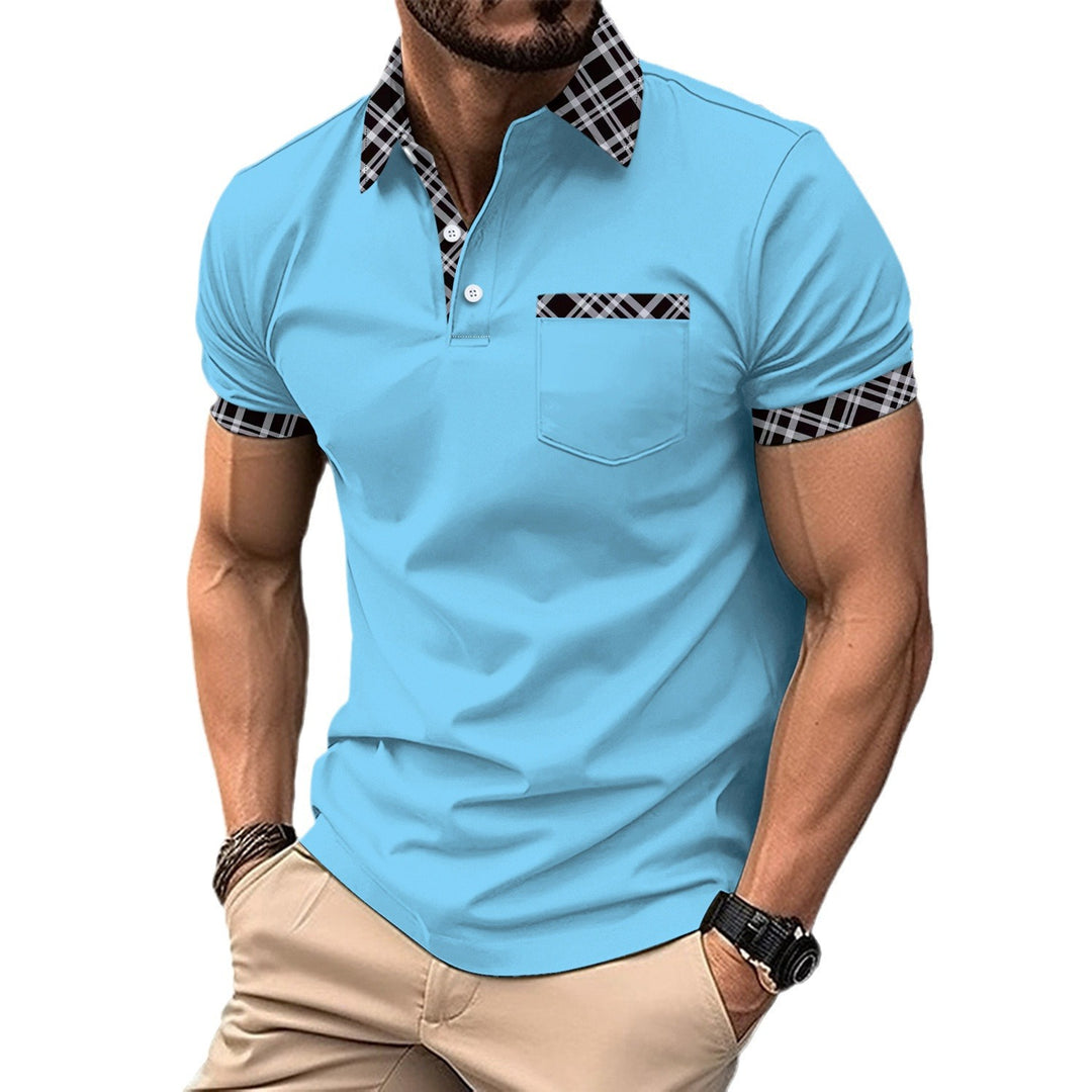 European And American Ins Color Matching Plaid Short Sleeve Sports Polo Shirts