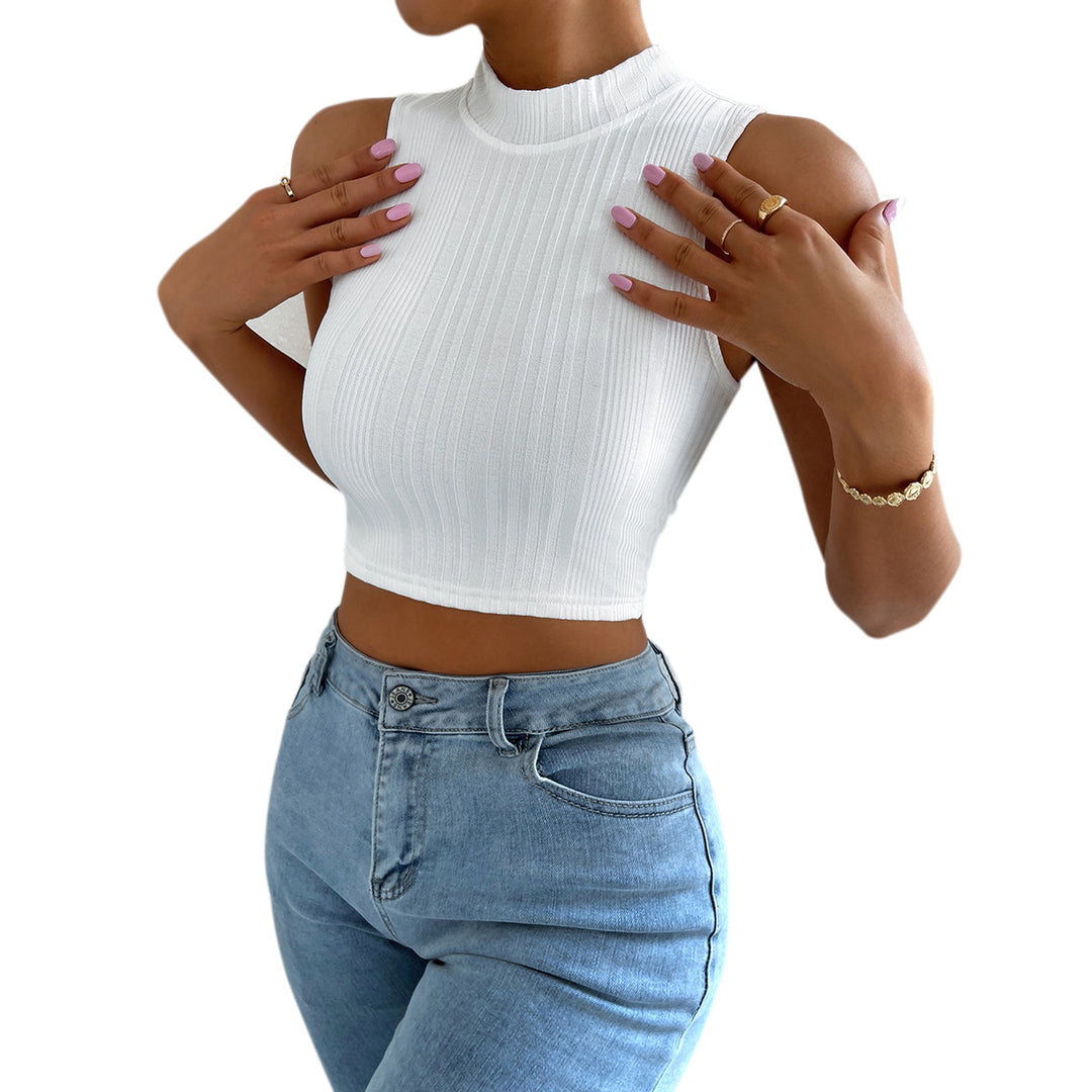 Women's Pullover Round Neck Sleeveless Short Top