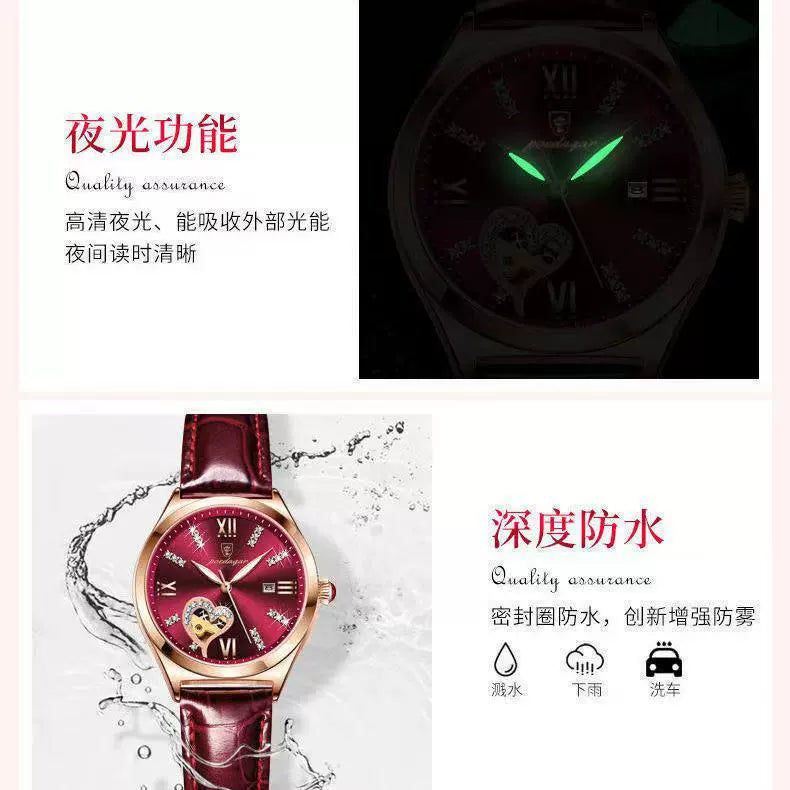 Swiss New Automatic Watch Women's Mechanical Watch Luminous Waterproof Women's Watch Brand-Name Authentic Simple Hollow Trendy