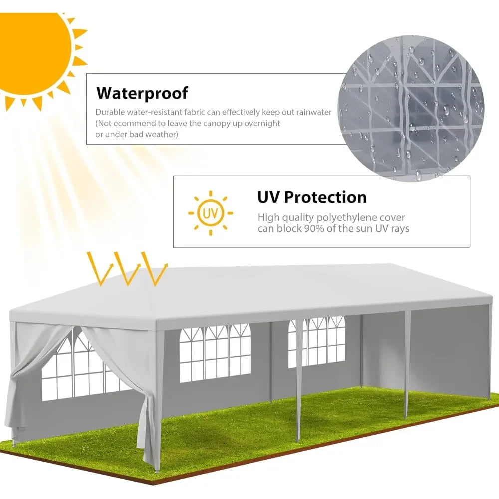 10'x30' Outdoor Canopy Tent Patio Camping Gazebo Shelter Pavilion Cater Party Wedding BBQ Events Tent W/Removable Sidewalls