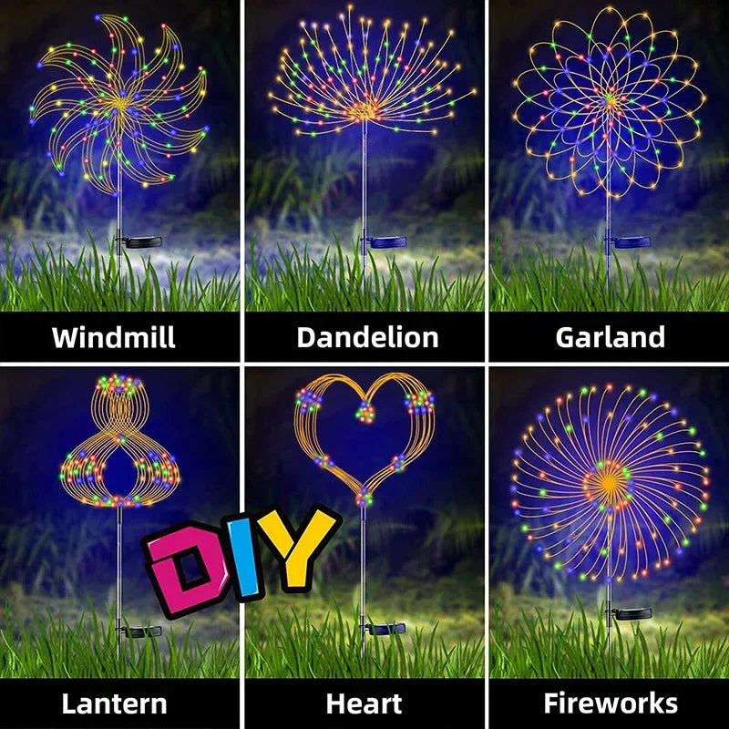 1/2Pcs Solar LED Firework Fairy Light Outdoor Garden Decoration Lawn Pathway Light For Patio Yard Party Christmas Wedding Decor