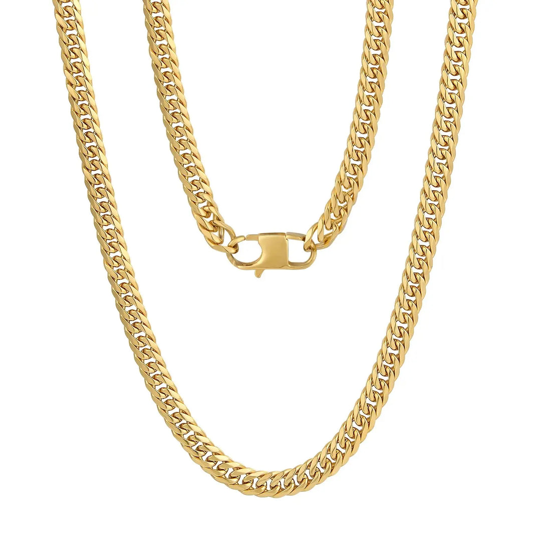 18k Gold Plated Mens Curb Cuban Link Chain Necklaces 316L Stainless Steel Bracelet Hip Hop Jewelry Gifts