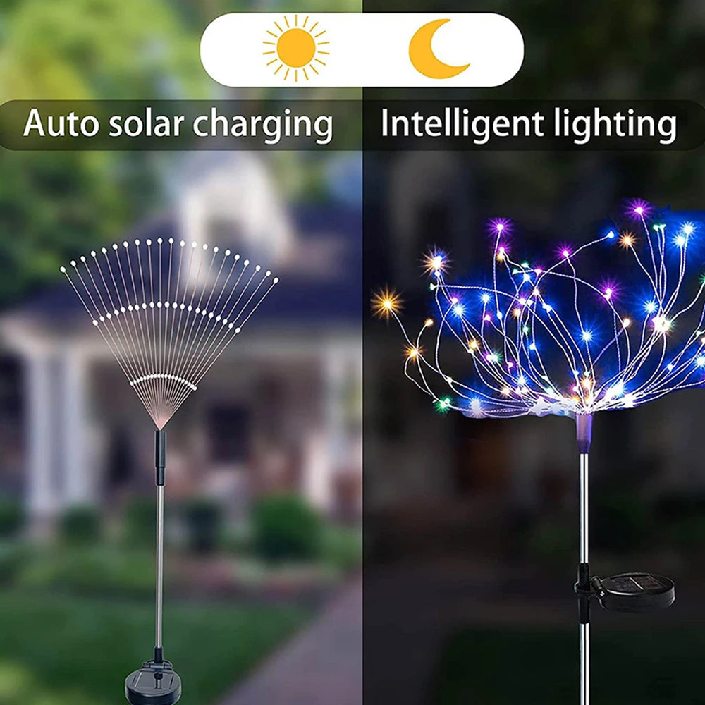 Solar Firework Light Grass Globe Dandelion 90/150/200 LED Fireworks Lamp For Garden Lawn Landscape Holiday Christmas Lights