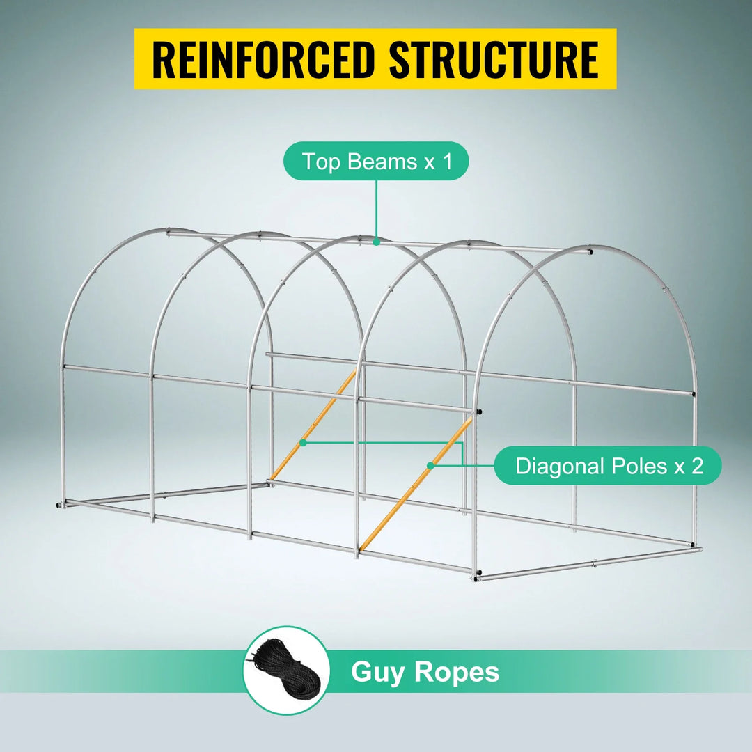 VEVOR Walk-in Tunnel Greenhouse Galvanized Frame & Waterproof Cover 15x7x7/10x7x7/20x10x7/12x7x7 ft Greenhouses & Cold Frames