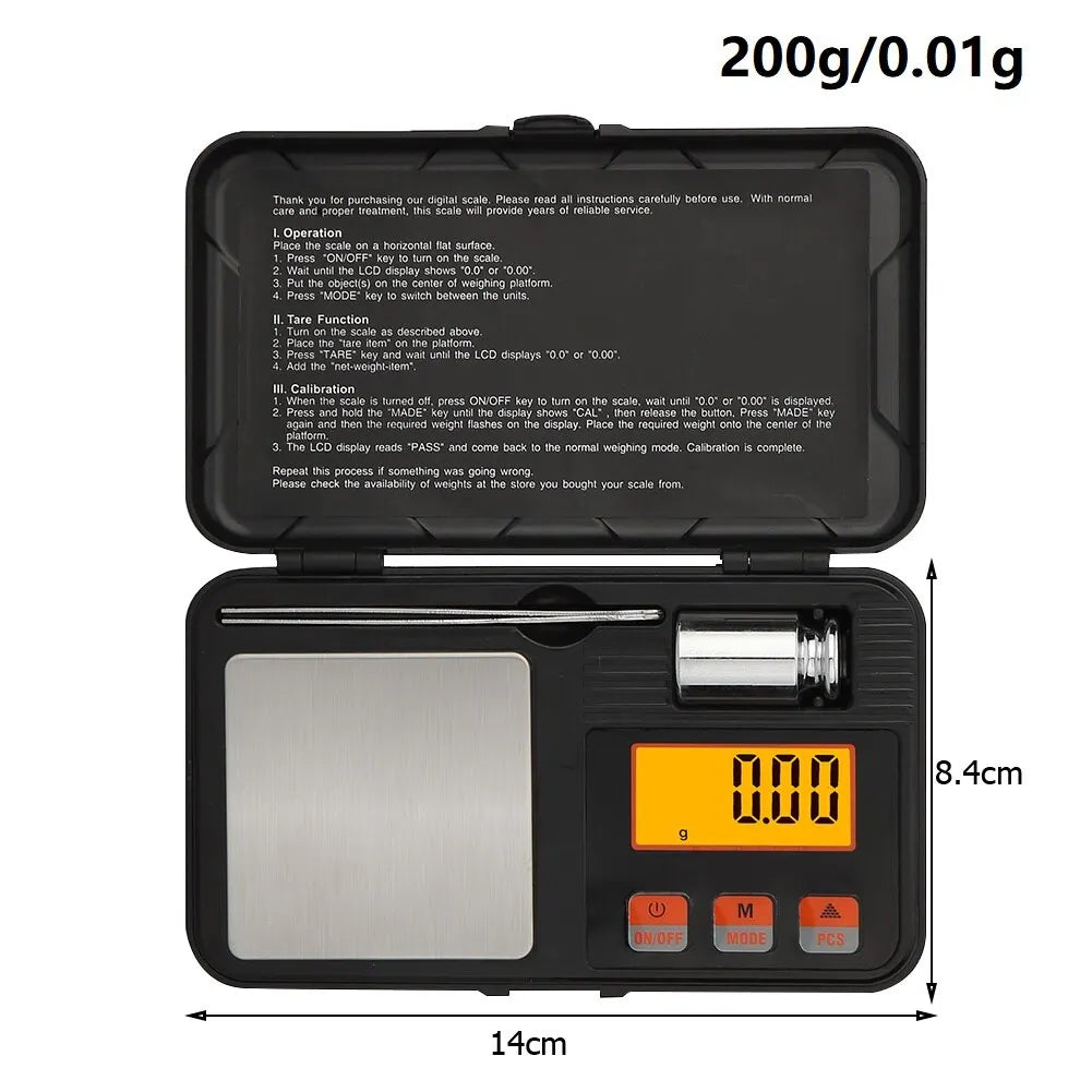 Digital Mini Scale 200g/0.01g 50g/0.001g High Precision Pocket Electronic Scale Balance Scale for Food Weighing Jewelry Scale