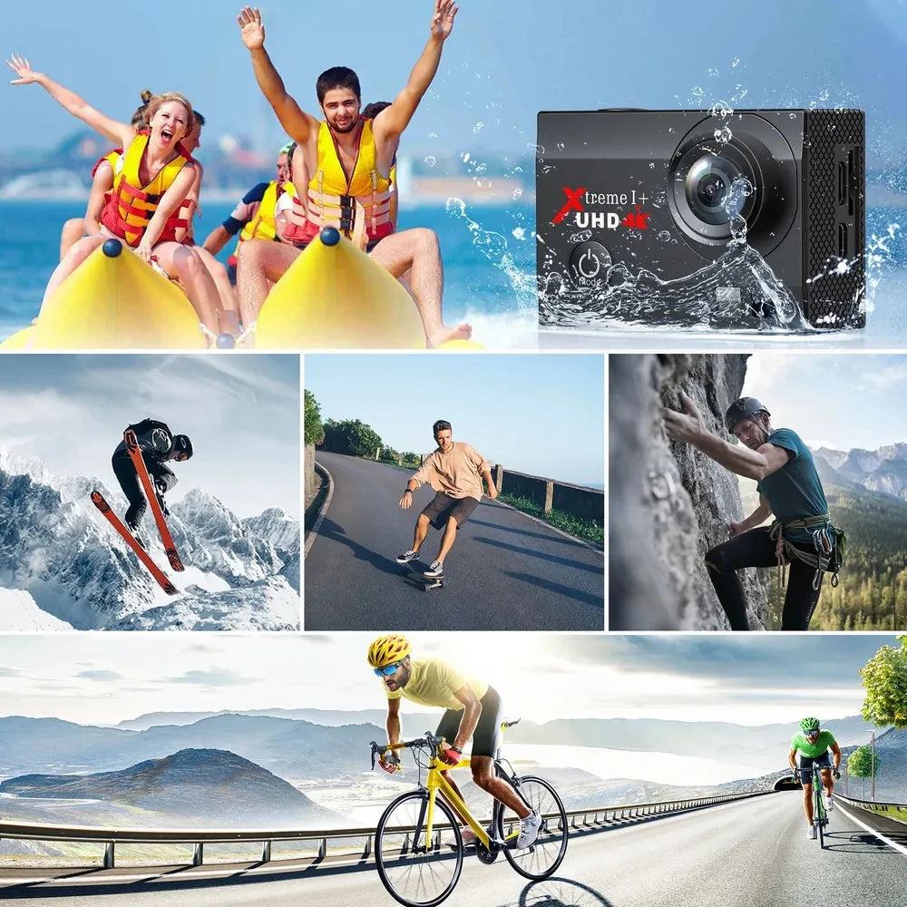 Go Pro Sports Action Camera 4K 30FPS 20MP Digital Camcorder 170° Wide Angle IP66 EIS  with External Microphone Remote Control