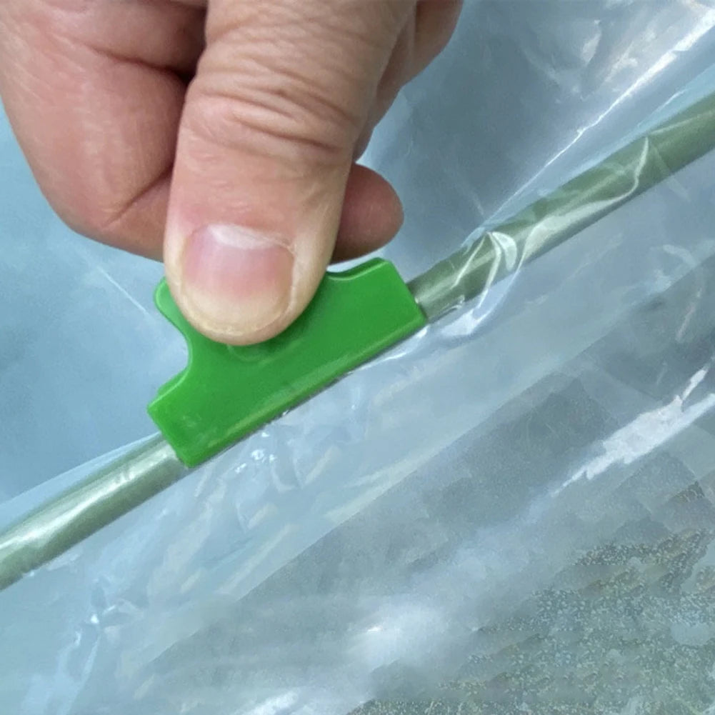 20pcs Greenhouse Film Clamps Garden Shed Row Cover Netting Tunnel Hoop Plastic Clips For 5mm-6mm Pipe Home Gardening Accessories