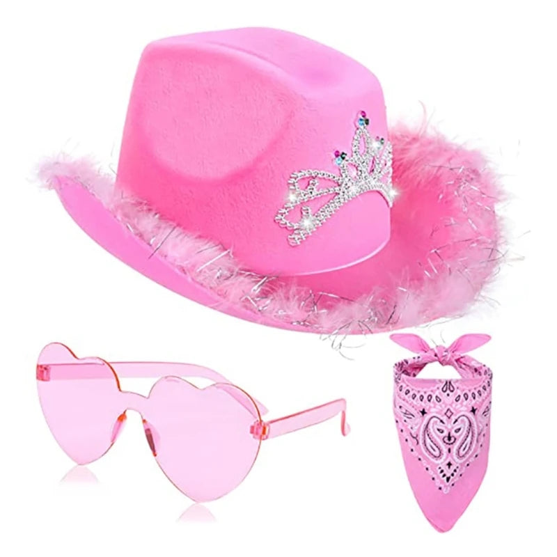 Western Cowboy Hat Pink Cowgirl Hat Style for Men Women Unisex Wear Drop Shipping