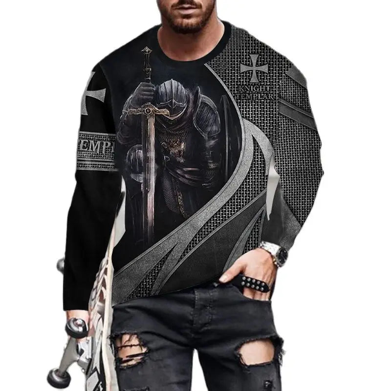 Templar Street Style Hip Hop Rock Men's Long Sleeve T-Shirts Spring Autumn 3D Printing Youthful Vitality Tops Tees Plus Size 6XL