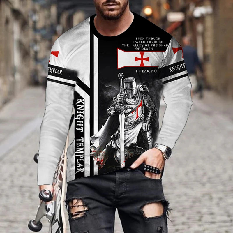 Templar Street Style Hip Hop Rock Men's Long Sleeve T-Shirts Spring Autumn 3D Printing Youthful Vitality Tops Tees Plus Size 6XL