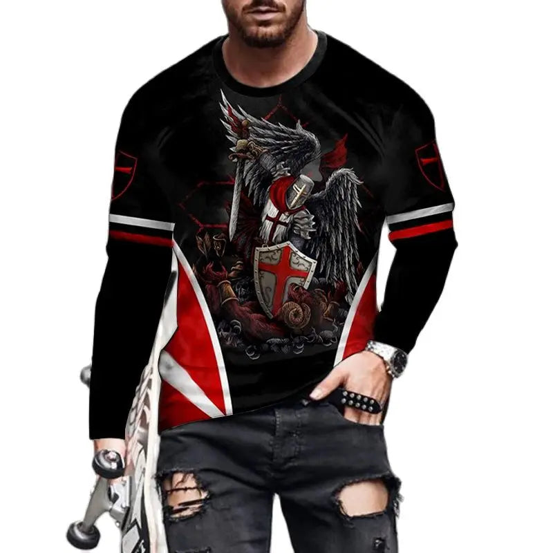 Templar Street Style Hip Hop Rock Men's Long Sleeve T-Shirts Spring Autumn 3D Printing Youthful Vitality Tops Tees Plus Size 6XL