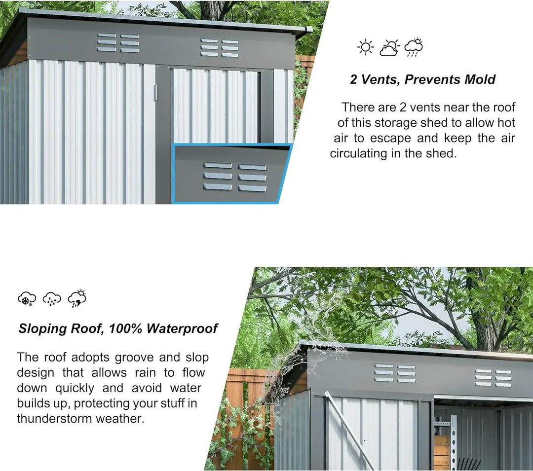 5 x 3FT Outdoor Storage Shed, Hinged Lockable Door, Padlock & Punched Vents, Metal Shed Storage House, Tool Sheds for Garden