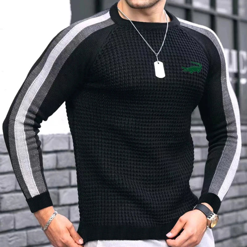 Men's Spring Summer New Waffle Pattern Shirt For Men Pullovers High-quality Casual Knitted Heavy Round Neck Top Tees