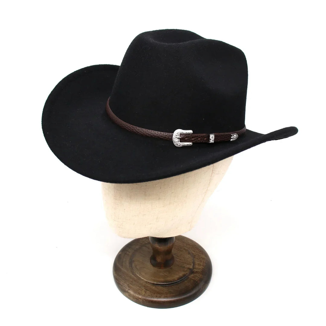 Western Retro Belt Men's Cowboy Hat Winter Autumn Church Country Hat Jazz British Women Felt Hats Vintage Knight Hats For Men