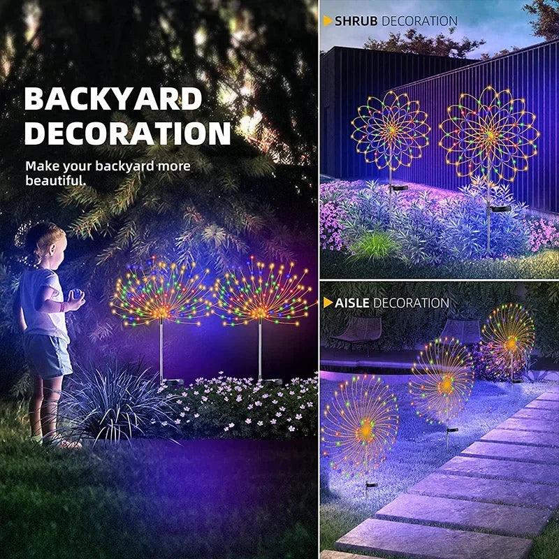 1/2Pcs Solar LED Firework Fairy Light Outdoor Garden Decoration Lawn Pathway Light For Patio Yard Party Christmas Wedding Decor