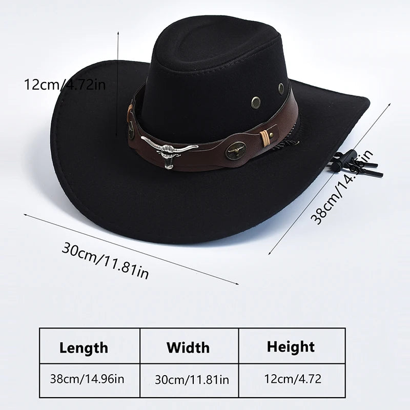 Artificial Suede Western Cowboy Hats For Men Gentleman Cowgirl Jazz Hat Curved Brim Party Travel Hat