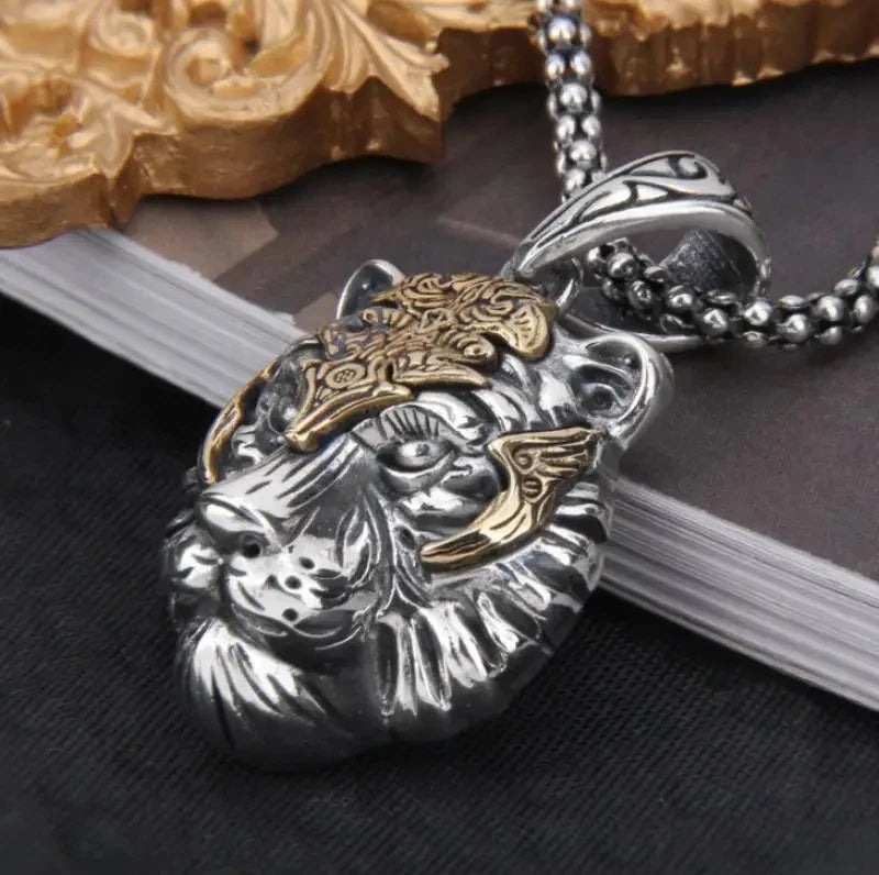 Domineering Tiger Head Pendant Animal Necklace Men\'s Fashion Punk Rock Hip-Hop Trend Jewelry