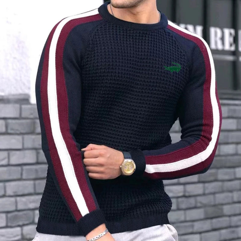 Men's Spring Summer New Waffle Pattern Shirt For Men Pullovers High-quality Casual Knitted Heavy Round Neck Top Tees