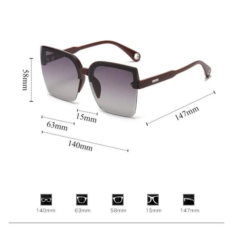 Oversized Sunglasses Man Woman Fashion Rimless Vintage Square Sun Glasses Eyewear Luxury Brand Design UV400 Female Shades 2023