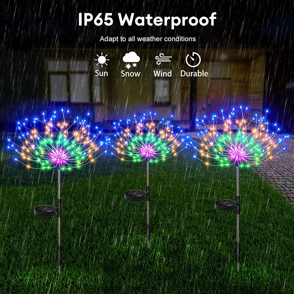 Solar Firework Light Grass Globe Dandelion 90/150/200 LED Fireworks Lamp For Garden Lawn Landscape Holiday Christmas Lights