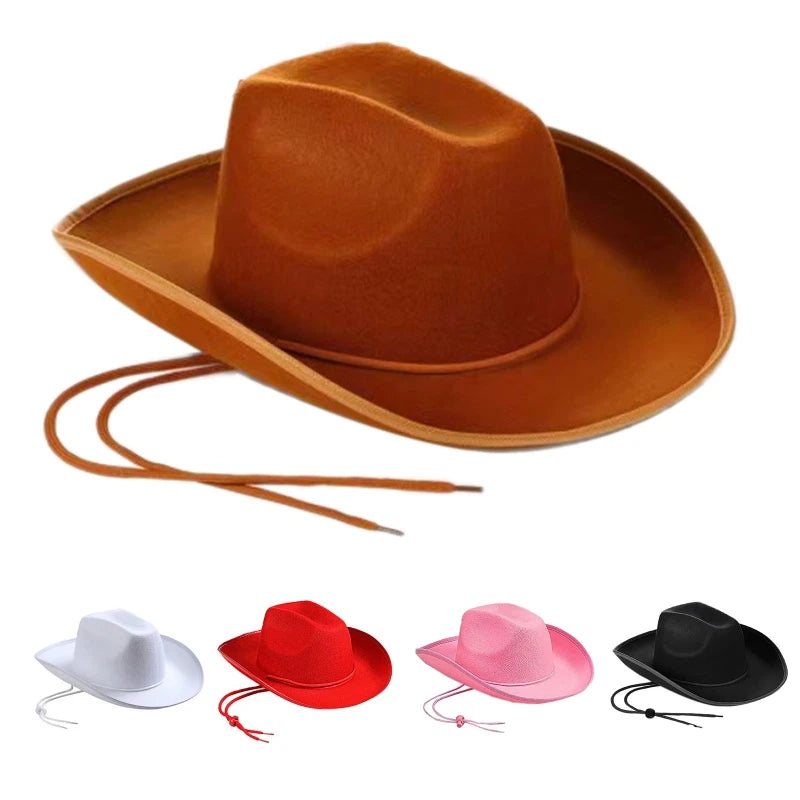 28TF Men Cowboy Hats for Outdoor Jazz Hat for Women Western Cowboy Hat Model Show Hat