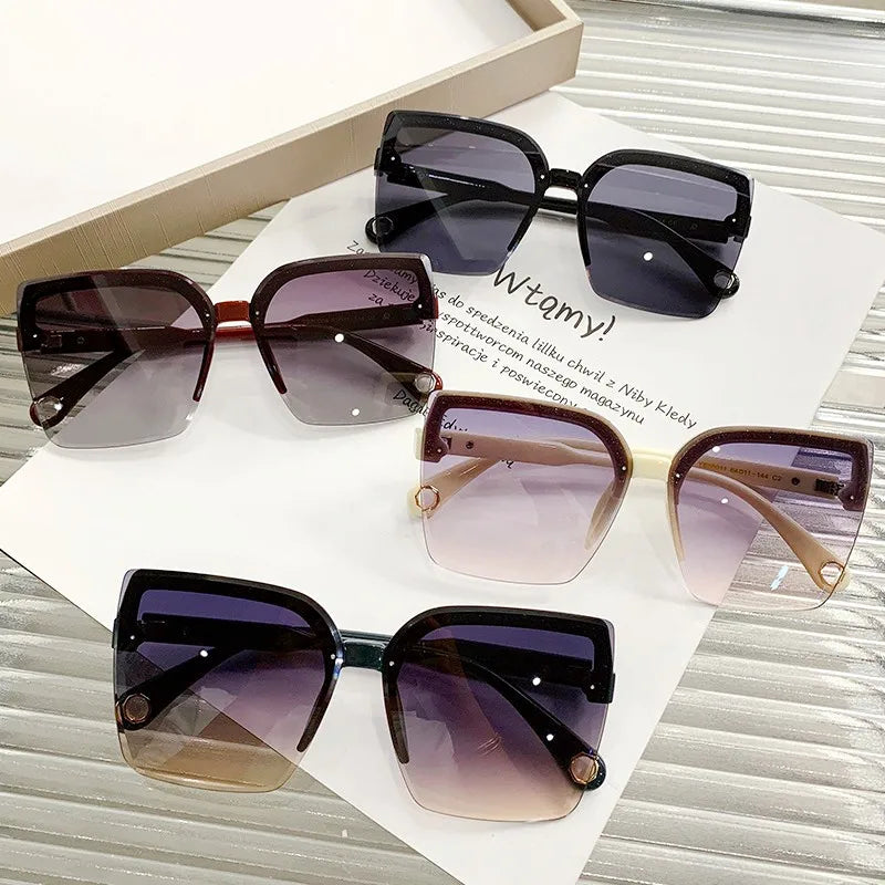 Oversized Sunglasses Man Woman Fashion Rimless Vintage Square Sun Glasses Eyewear Luxury Brand Design UV400 Female Shades 2023