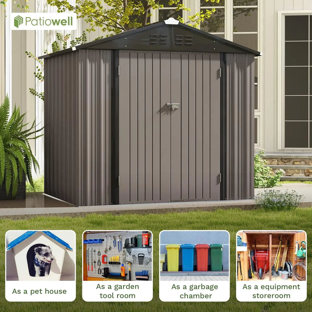 Metal Storage Shed 8x6 FT, Outdoor Shed with Doors & Air Vents, Utility and Tool Storage shed for Backyard Garden Patio