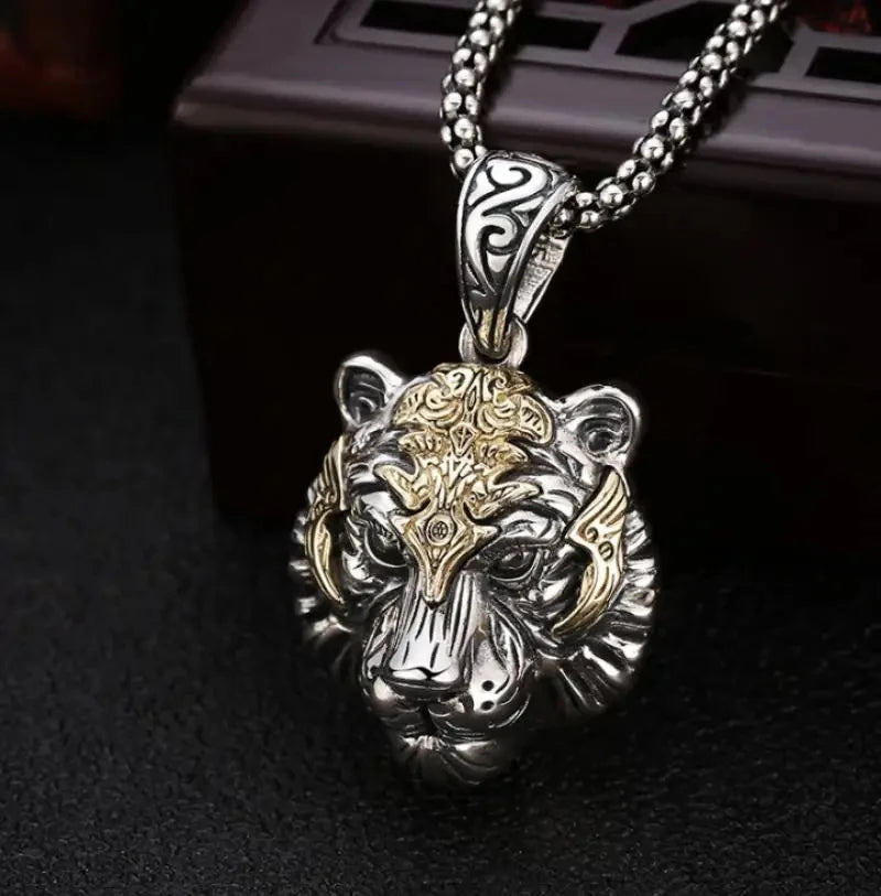 Domineering Tiger Head Pendant Animal Necklace Men\'s Fashion Punk Rock Hip-Hop Trend Jewelry