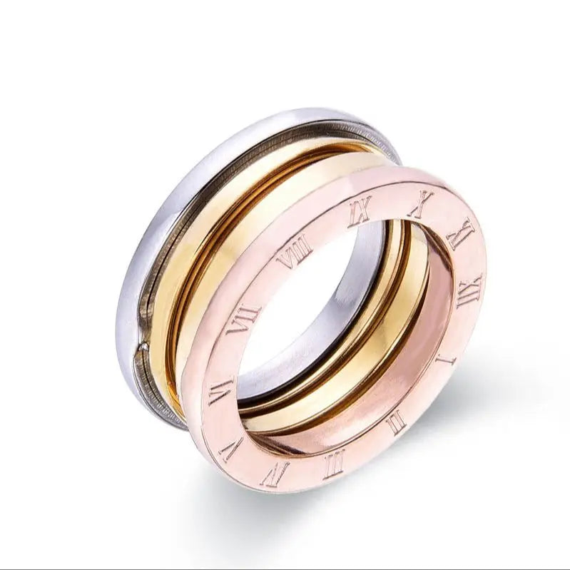 FYSARA New Chic Roman Numeral Carving Stainless Steel Mix Colors Geometric Finger Rings For Women Friendship Party Lucky Gift