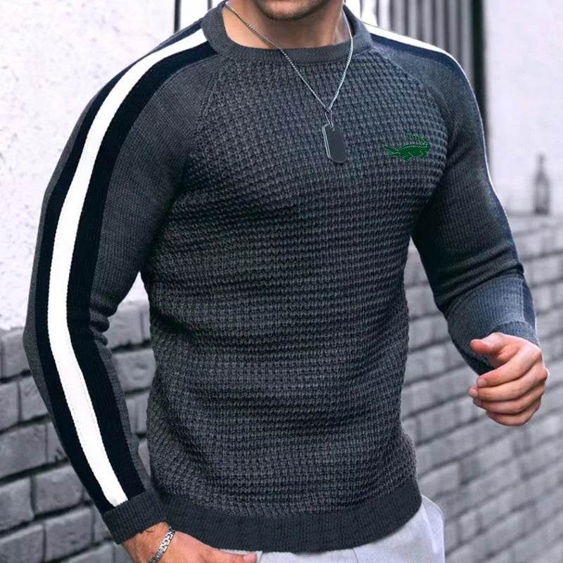 Men's Spring Summer New Waffle Pattern Shirt For Men Pullovers High-quality Casual Knitted Heavy Round Neck Top Tees