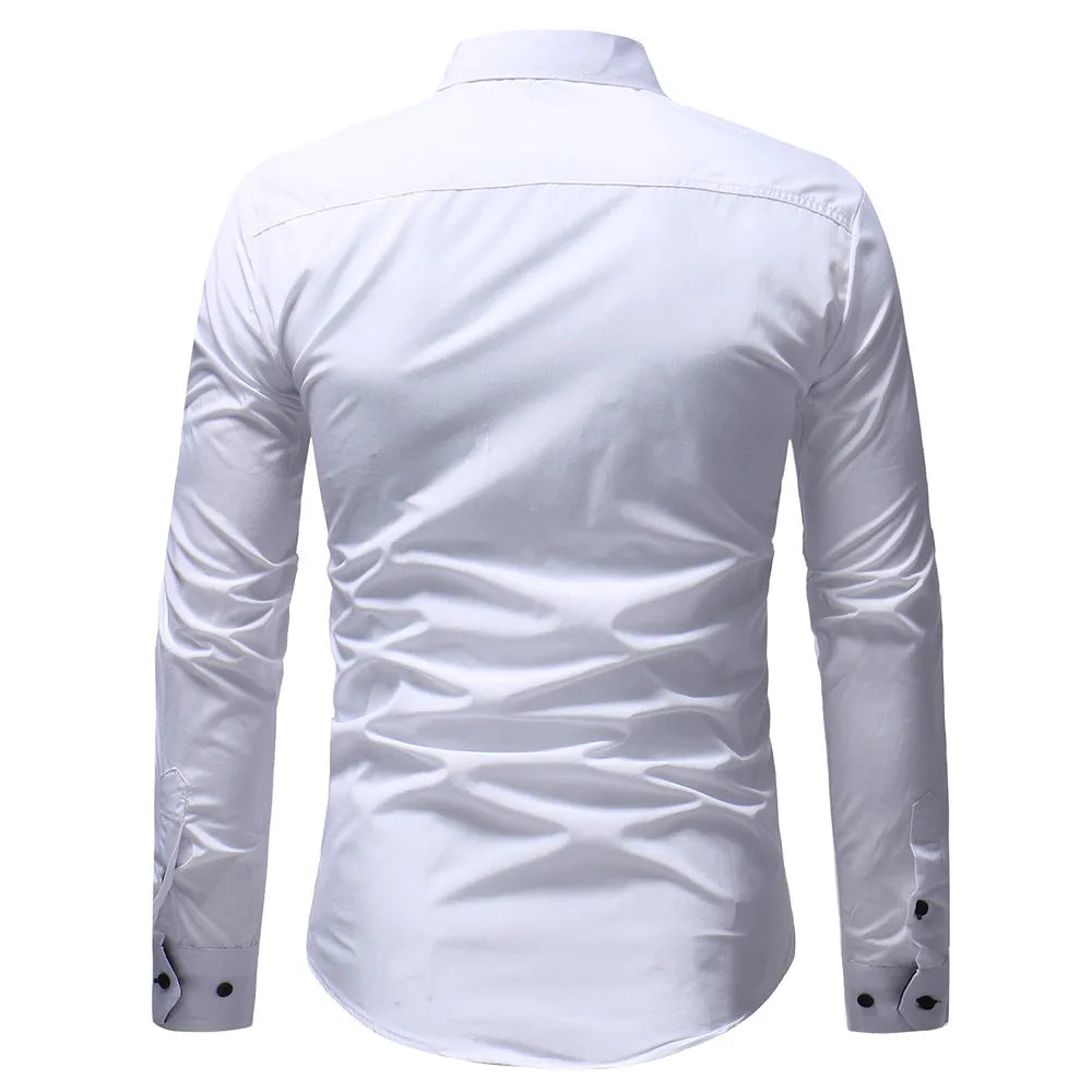 Western Cowboy Embroidery Shirts Men Casual Slim Fit Long Sleeve Social Dress Party Shirts Mens Clothing Camisetas Masculina New