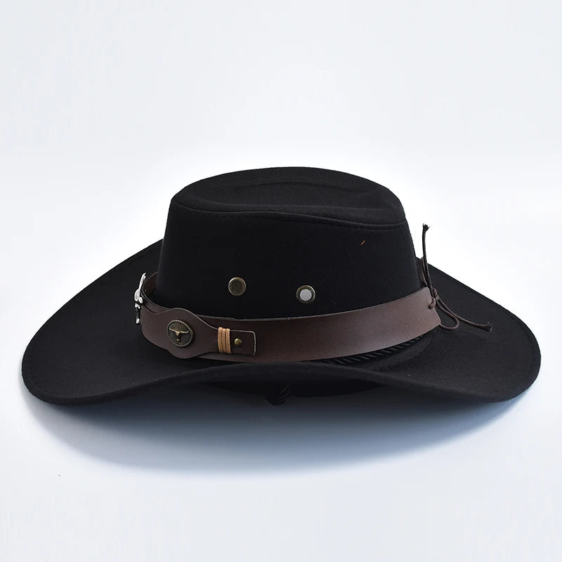 Artificial Suede Western Cowboy Hats For Men Gentleman Cowgirl Jazz Hat Curved Brim Party Travel Hat