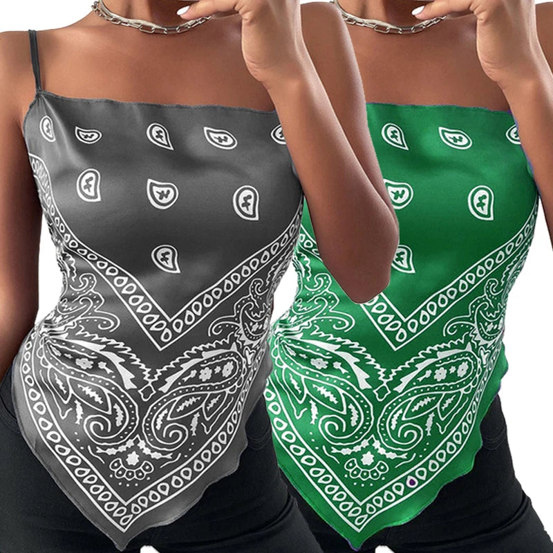 Summer Sleeveless Print Vest Bowknot Backless Camisole Streetwear Skinny Camis Tank Top Casual Female Short Vest Women Tops