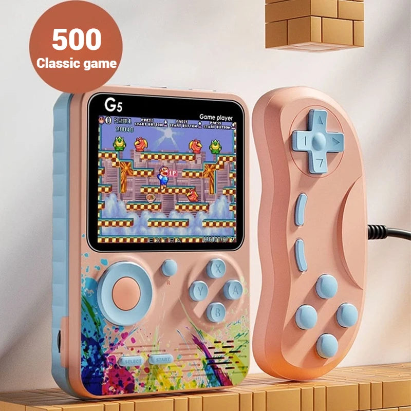 G5 handheld game console for children and students, nostalgic toy 500 in 1 gift, retro mini handheld game for two person combat