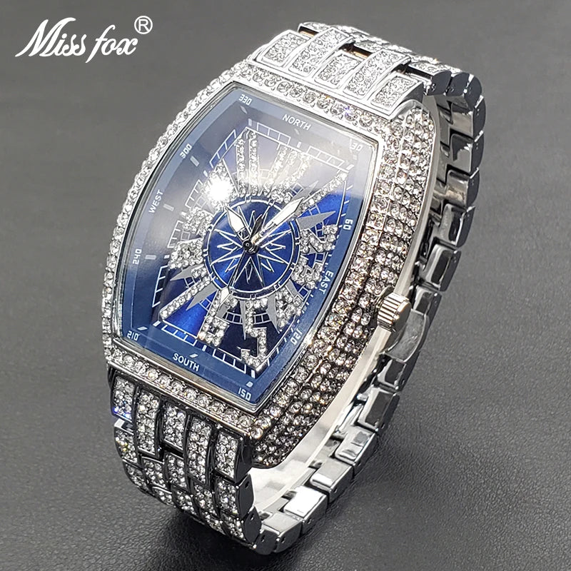 Top Brand Luxury Man Watch Personalized Bling Diamond Quartz Timepiece Fashion Hip Hop Ice Out Male Wristwatch Best Sale Product