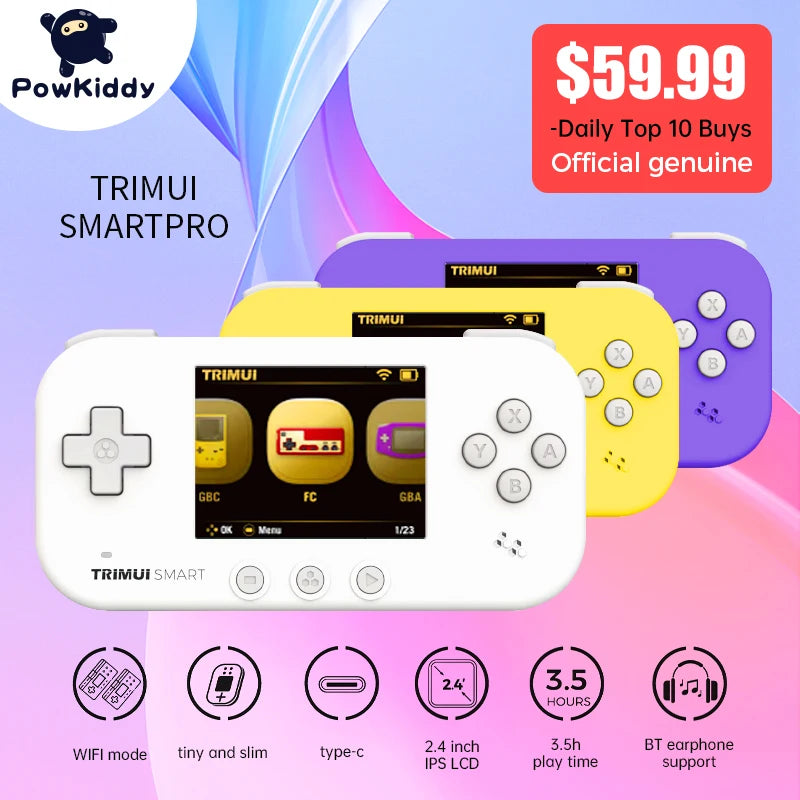 POWKIDDY Trimui Official Smart Handheld Players 2.4Inch IPS LCD Wifi Retro Video Game Console Open Source Portable Mini Console