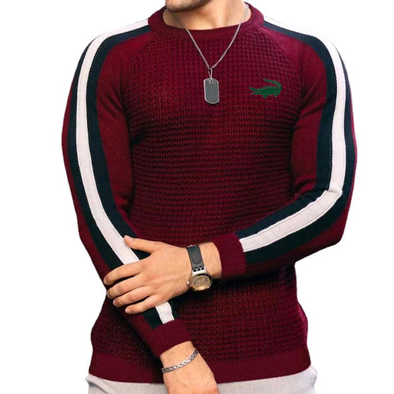 Men's Spring Summer New Waffle Pattern Shirt For Men Pullovers High-quality Casual Knitted Heavy Round Neck Top Tees