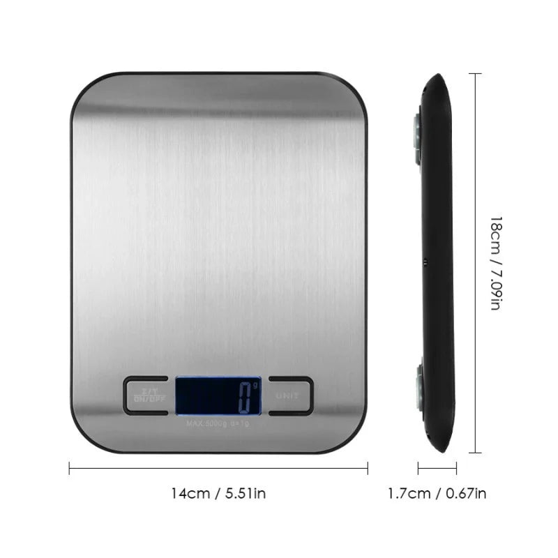 Digital Kitchen Scale 5kg/10kg Stainless Steel Panel USB Charg Precise Small Platform Scale Portable Multifunction LCD Display