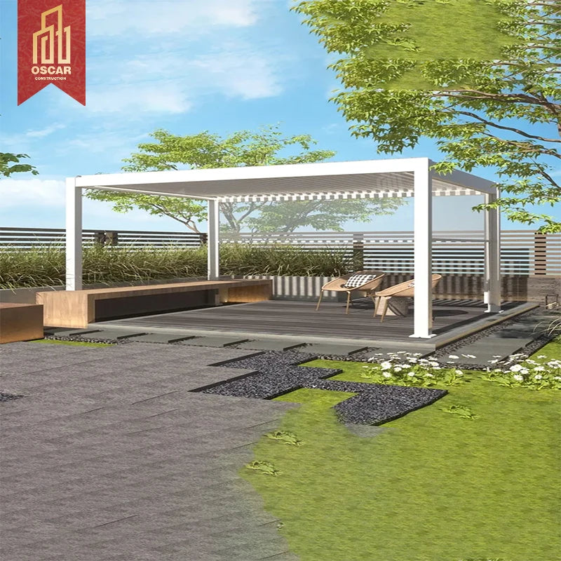 Garden Outdoor Aluminum Louvered Pergola Modern Aluminium Automatic Motorized Pergola Gazebo Awning