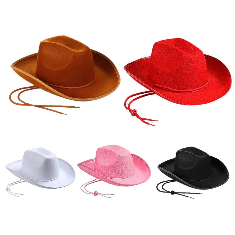 28TF Men Cowboy Hats for Outdoor Jazz Hat for Women Western Cowboy Hat Model Show Hat