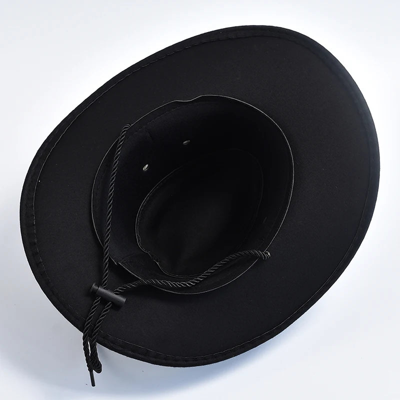 Artificial Suede Western Cowboy Hats For Men Gentleman Cowgirl Jazz Hat Curved Brim Party Travel Hat