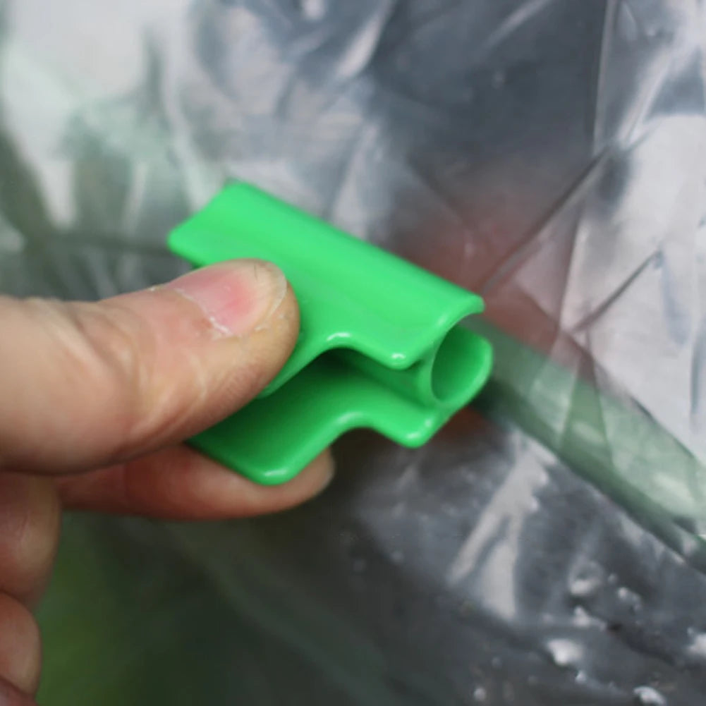 20pcs Greenhouse Film Clamps Garden Shed Row Cover Netting Tunnel Hoop Plastic Clips For 5mm-6mm Pipe Home Gardening Accessories