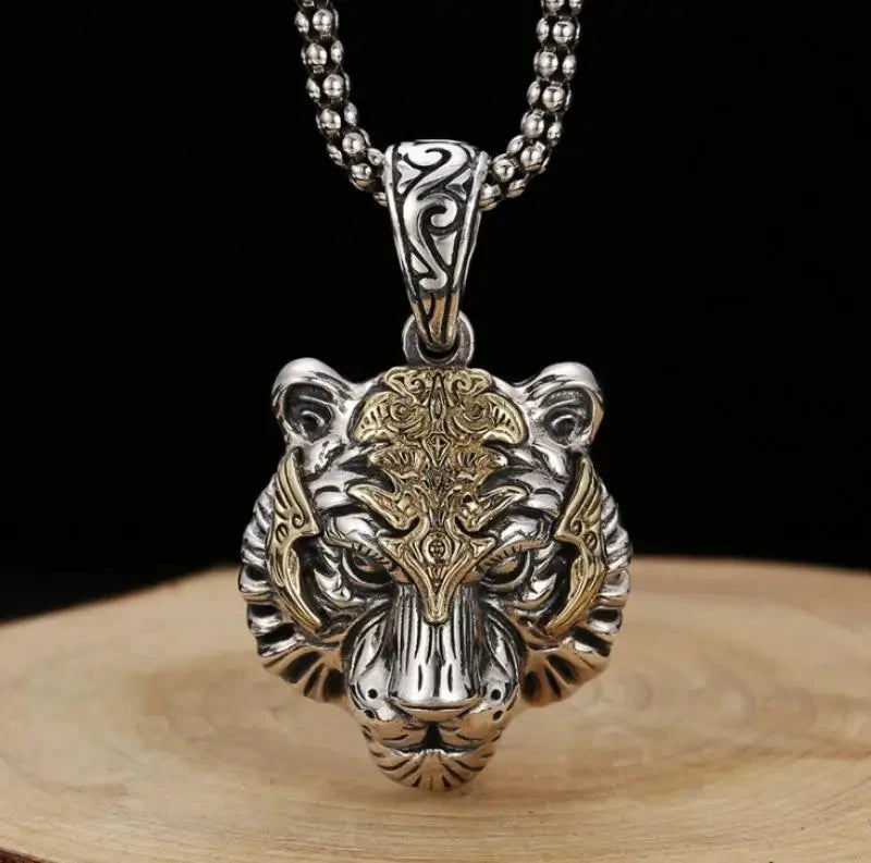 Domineering Tiger Head Pendant Animal Necklace Men\'s Fashion Punk Rock Hip-Hop Trend Jewelry