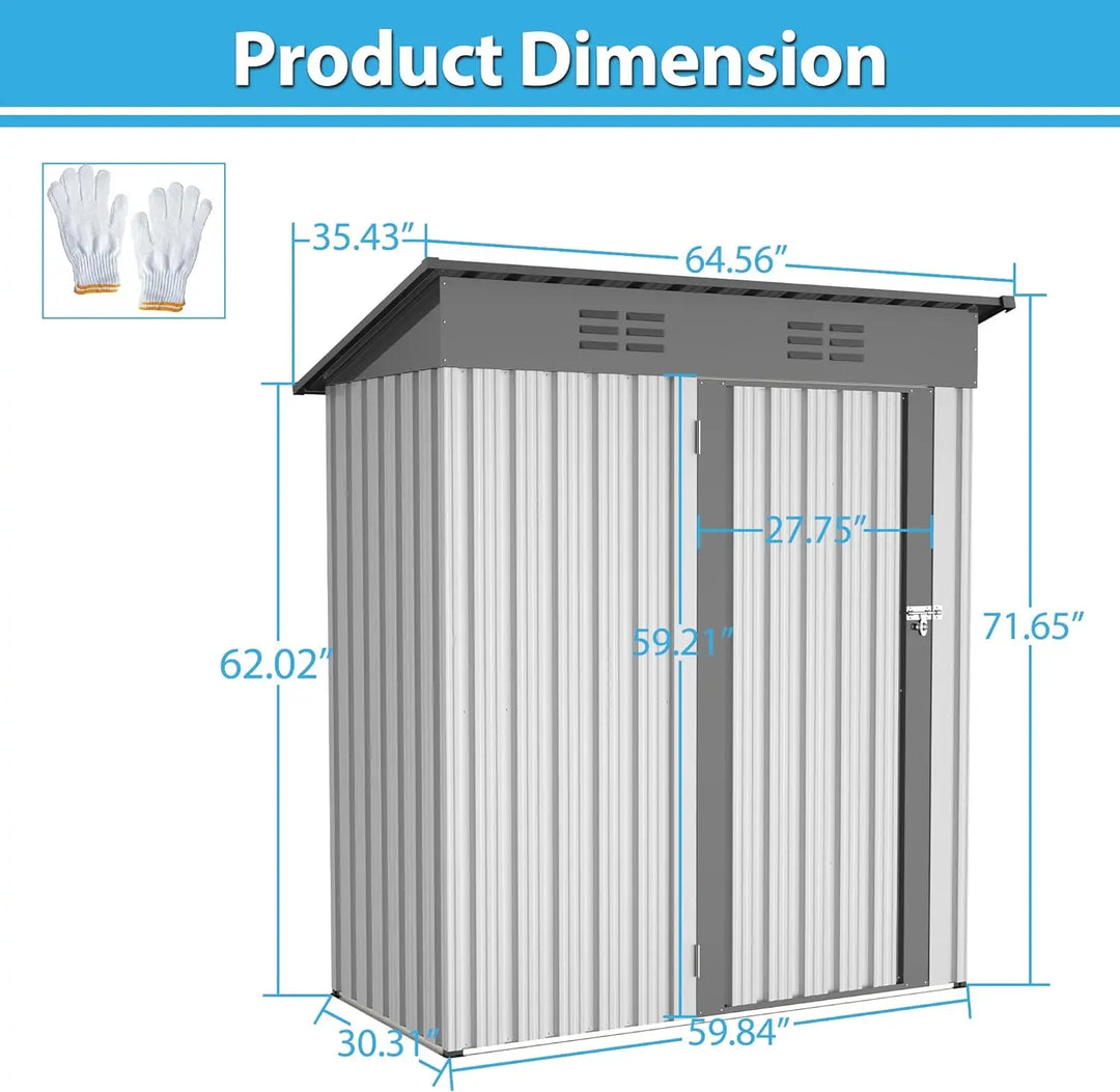 5 x 3FT Outdoor Storage Shed, Hinged Lockable Door, Padlock & Punched Vents, Metal Shed Storage House, Tool Sheds for Garden