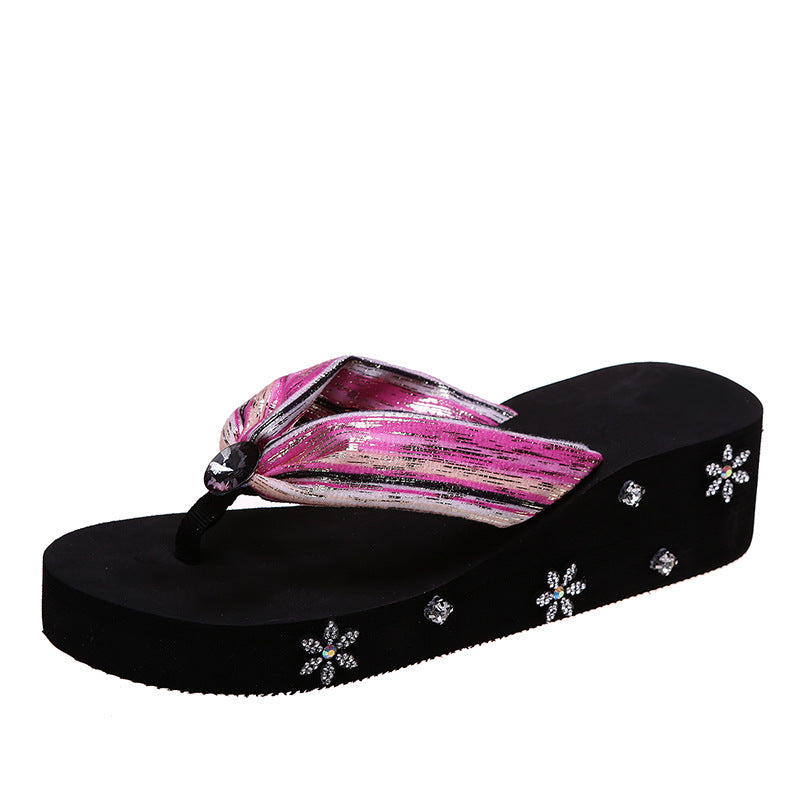 Thong Sandals Women Slippers With Rhinestones Flip Flops Boho Beach Shoes